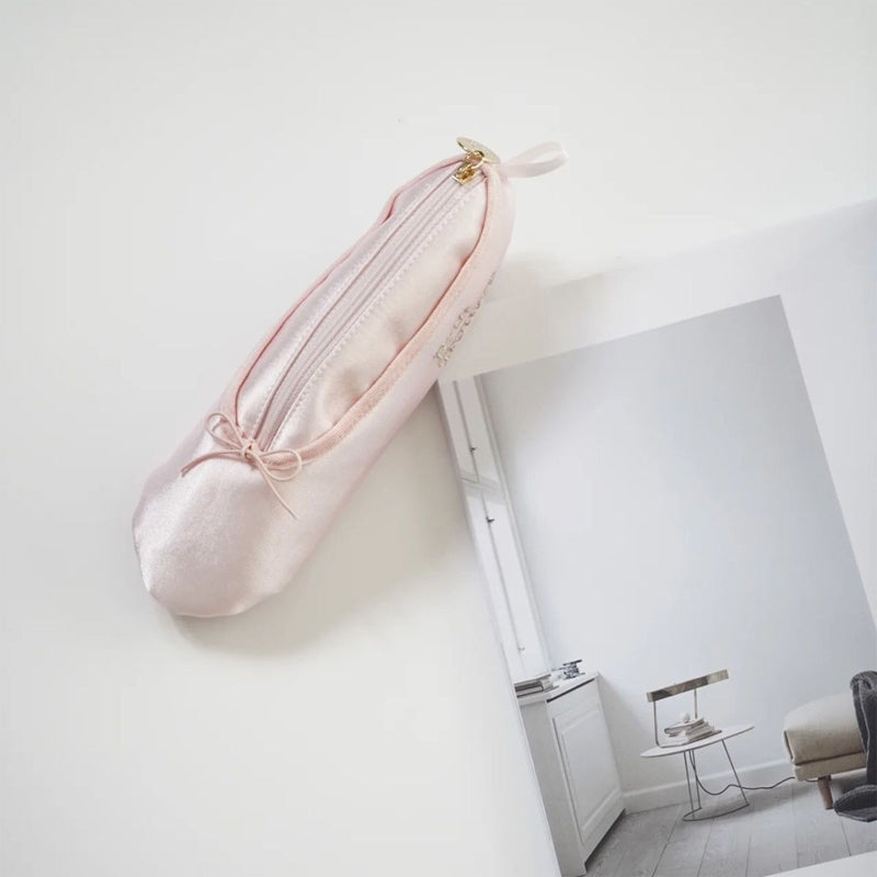Personalized Pink Ballet Shoe Style Makeup Bag | Bowlift