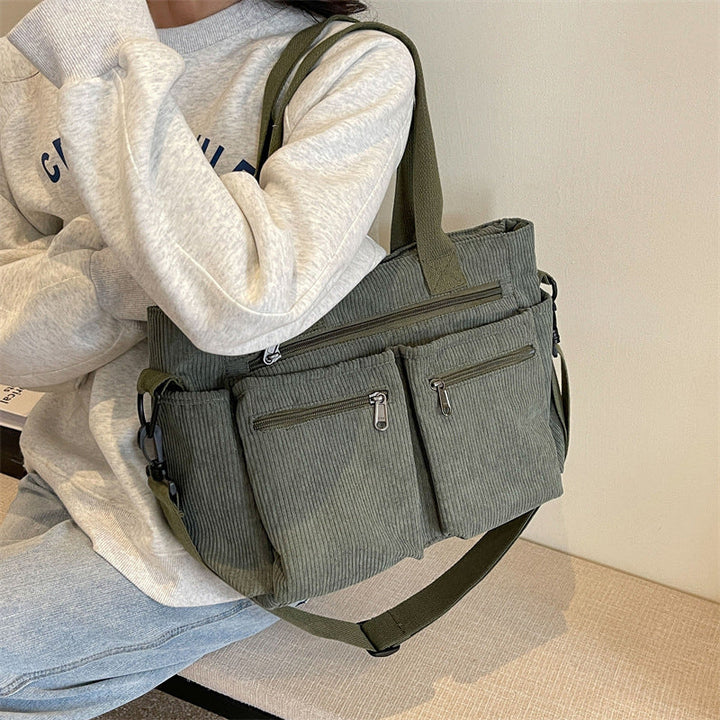 Single-colored Corduroy Tote Bag | Bowlift