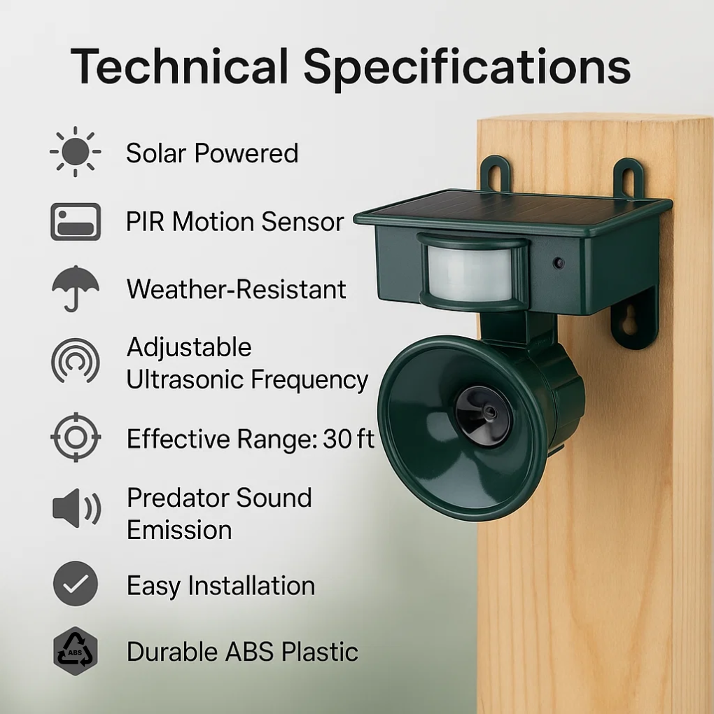 BowLift | Motion Sensor Bird Deterrent for Crows: Ideal Pigeon Repeller with Sound Scarer