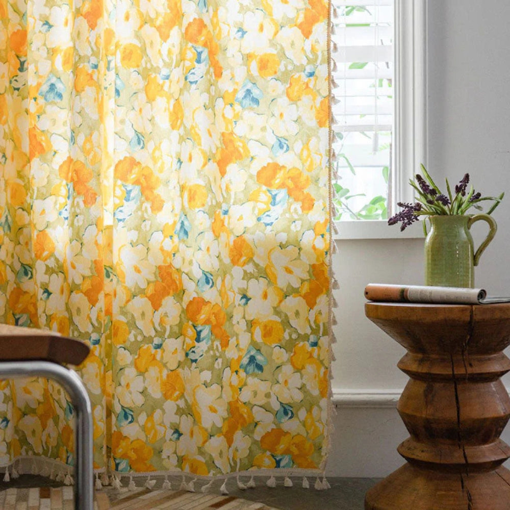 BowLift | Sunshine Blooms Floral Tasseled Curtain