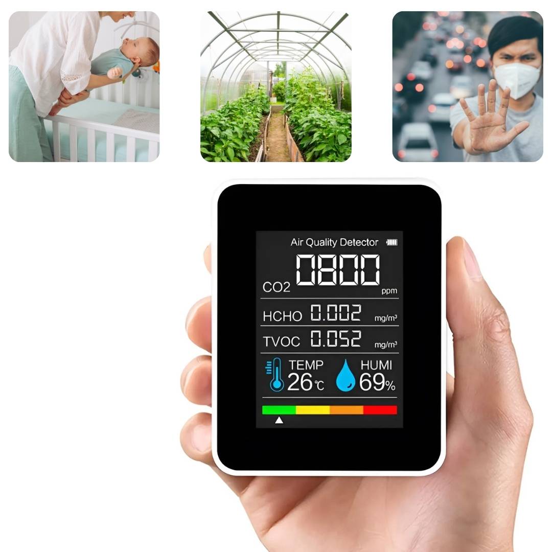 AirSense Pro CO2 Carbon Dioxide Monitor Air Quality Detector | Real-Time Alerts - Air Quality Monitor - for Clean Air Bowlift