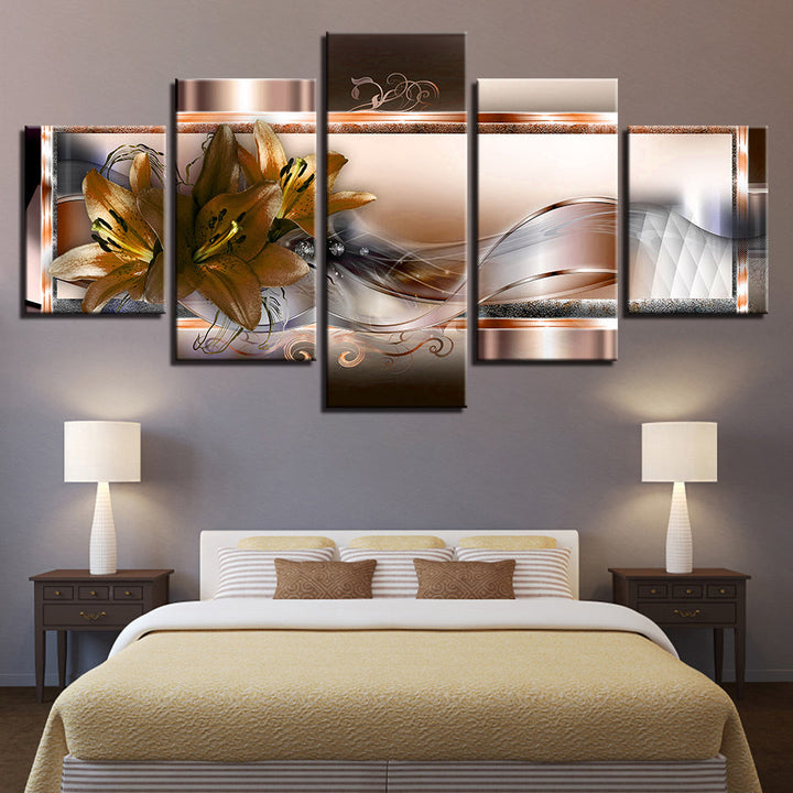 Crisp Orange Lilies 5 Piece - Canvas Wall Art Painting | Bowlift