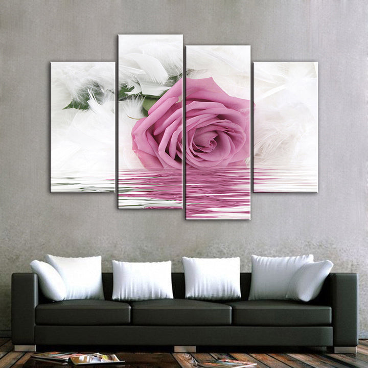 Pink Rose In Water - Canvas Wall Art Painting | Bowlift