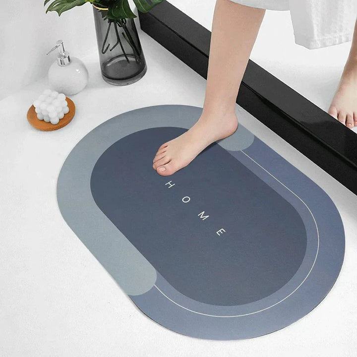 Bath Mat Water Absorbent Non-Slip Oval Shape Bowlift