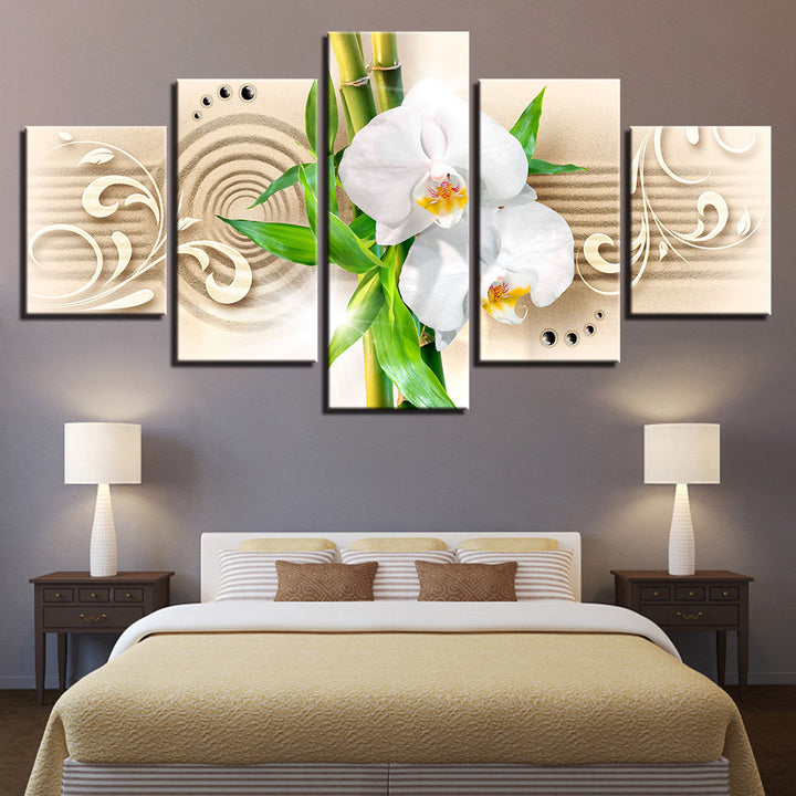 Tranquil White Orchids 5 Piece - Canvas Wall Art Painting | Bowlift