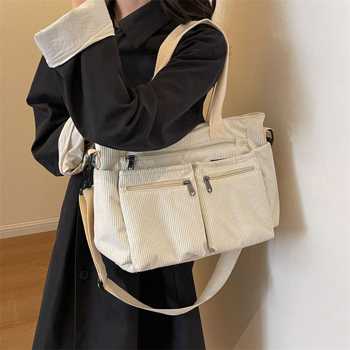 Single-colored Corduroy Tote Bag | Bowlift