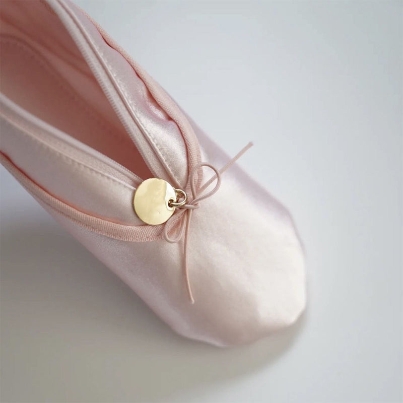 Personalized Pink Ballet Shoe Style Makeup Bag | Bowlift