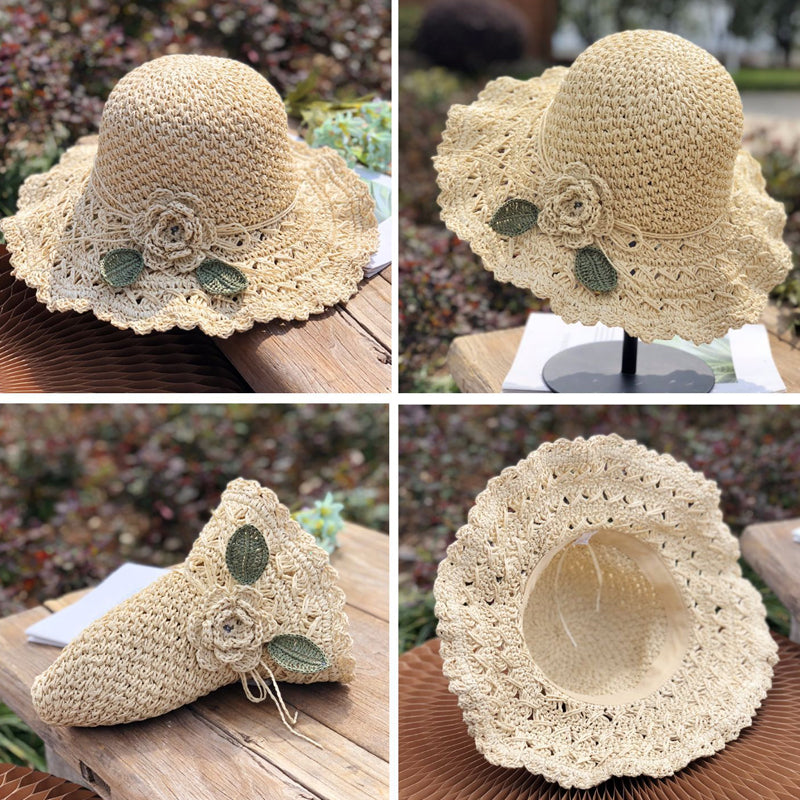 BowLift | Elegant Crochet Straw Hat with Ruffle Detail
