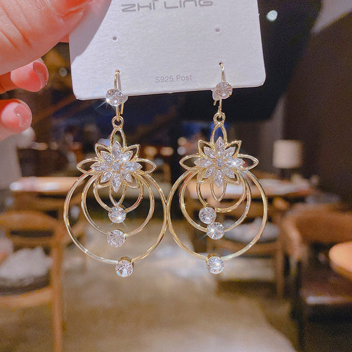 Crystal Lotus Three Ring Earrings Bowlift