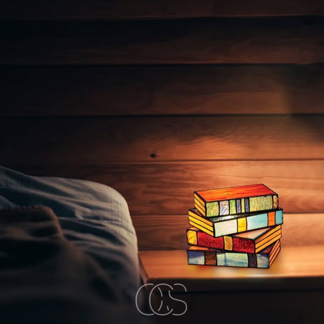 BowLift | Wireless Mosaic Book Lamp – Tiffany Style Decorative Table Light for Reading & Ambience