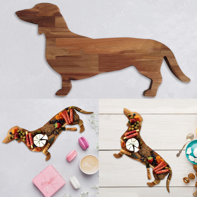 Wooden Dachshund Dog Dinner Plate | Bowlift