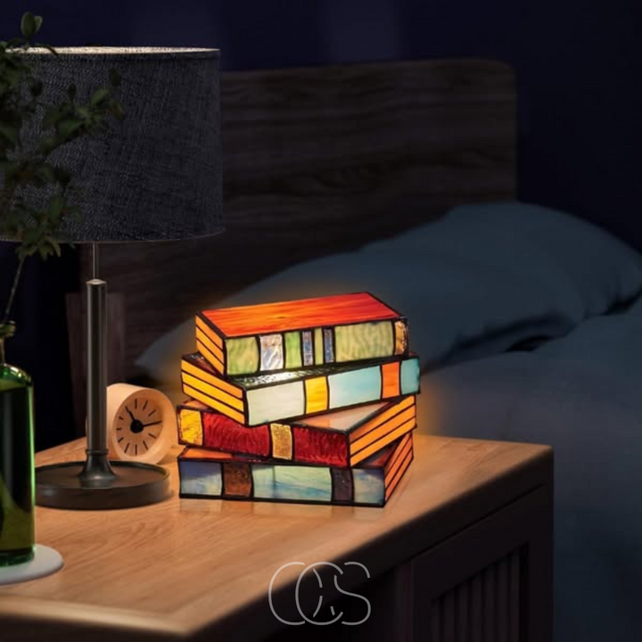 BowLift | Wireless Mosaic Book Lamp – Tiffany Style Decorative Table Light for Reading & Ambience