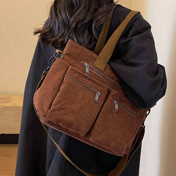 Single-colored Corduroy Tote Bag | Bowlift