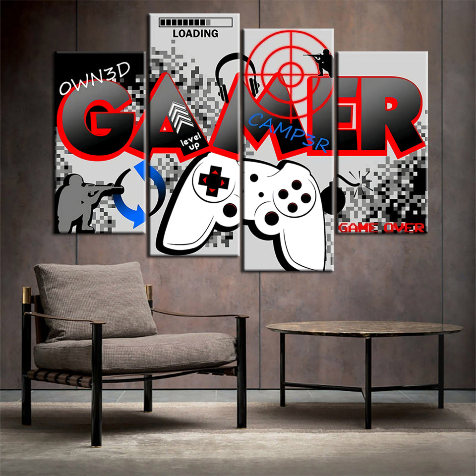 Gamer Board 4 Piece - Canvas Wall Art Painting | Bowlift