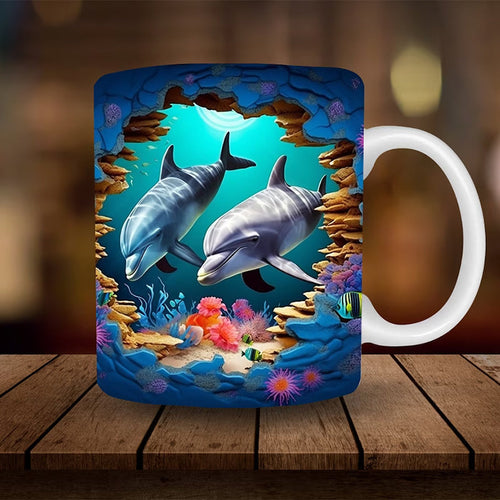 3D Ocean Beach Break Through Theme Coffee Mug | Bowlift