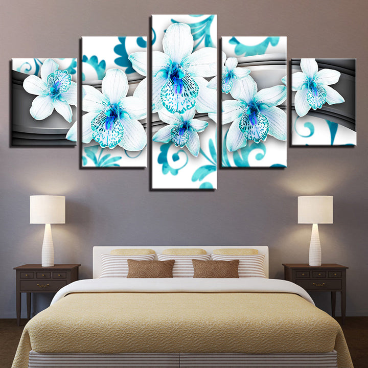 Piece Blue Hue White Flower - Canvas Wall Art Painting | Bowlift