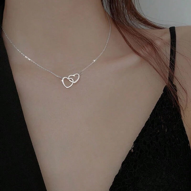 BowLift | Two Hearts Necklace with Rotating Rose Gift Box