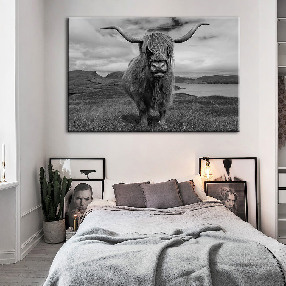 Black And White Cow - Canvas Wall Art Painting | Bowlift