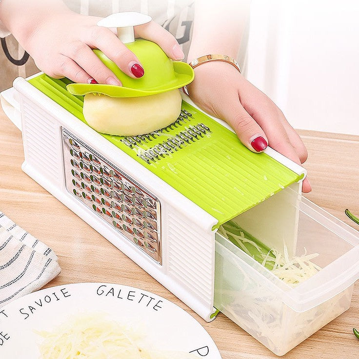BowLift | Multifunctional Vegetable Cutter, Chopper, Grater & Slicer, with 4 Types of Blades & A Storage Box, for Easy Food Preparation