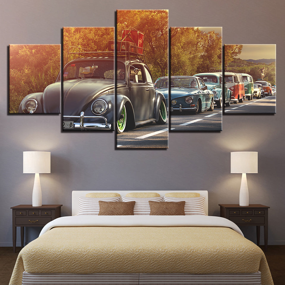 Row Of Cars 5 Piece - Canvas Wall Art Painting | Bowlift