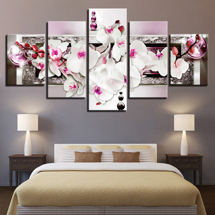 Stunning White And Pink Orchids 5 Piece - Canvas Wall Art Painting | Bowlift