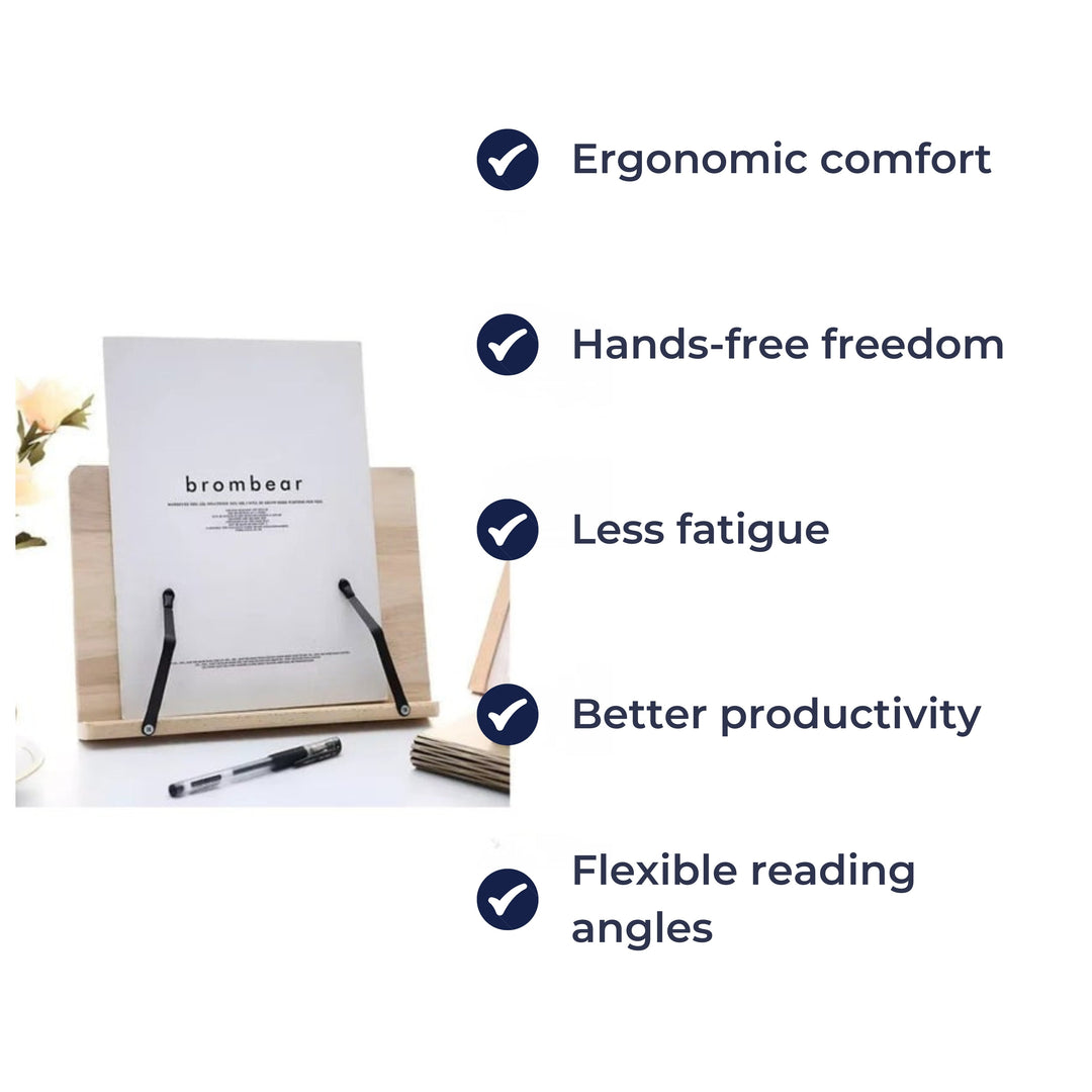 Foldable Adjustable – Wooden Stable Frame – Cookbooks Tablets and Hands-free Reading Bowlift