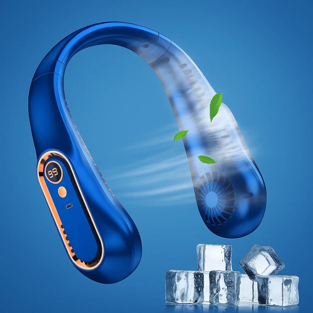 CoolEase | Portable Neck Fan – Hands‑Free Bladeless Cooling – Five‑Speed USB‑C – Travel Office Commuters Bowlift