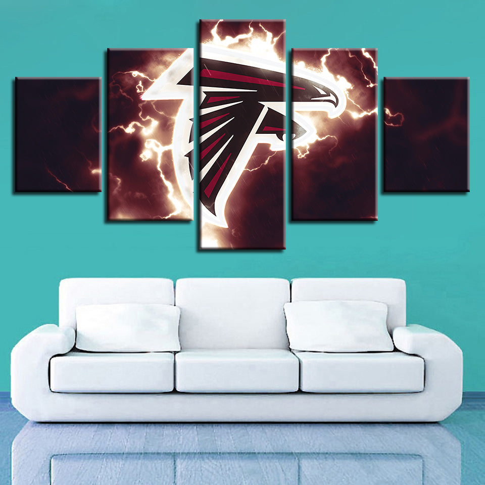 Electric Atlanta Falcons Logo 5 Piece - Canvas Wall Art Painting | Bowlift