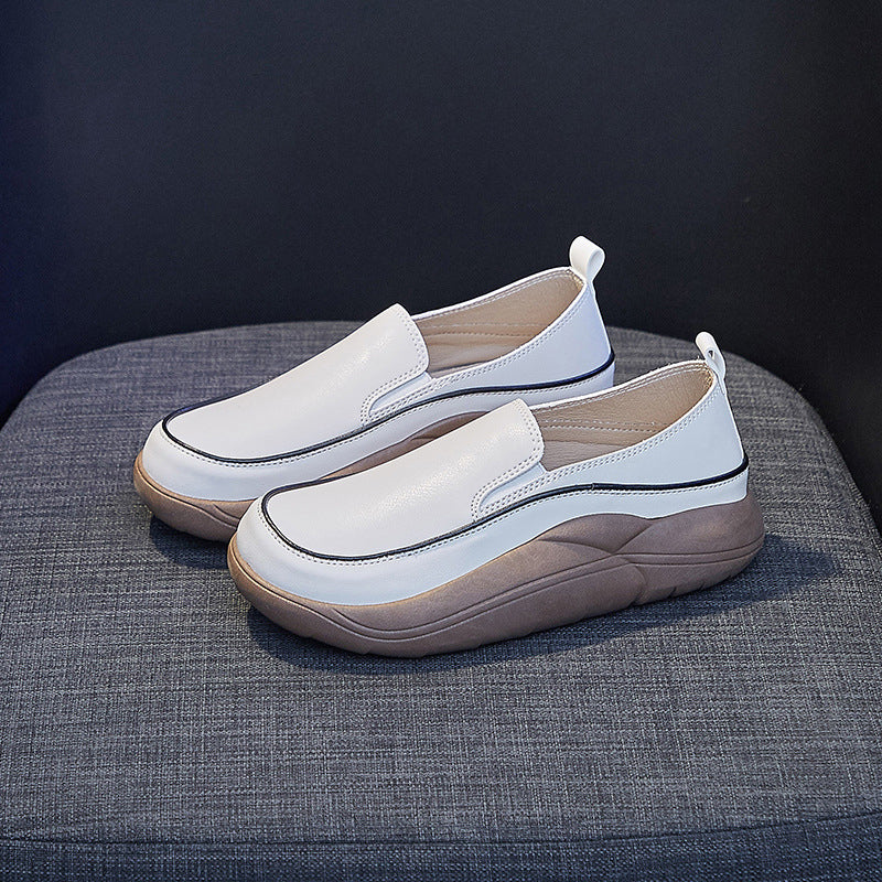 BowLift | Thick Sole Low Cut Leather Shoes
