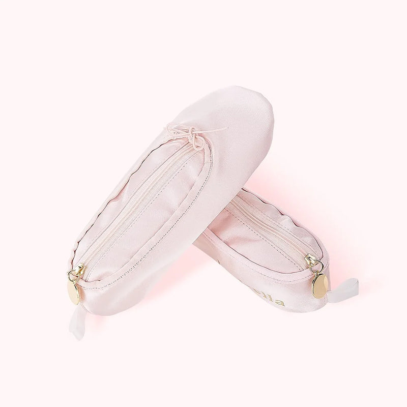 Personalized Pink Ballet Shoe Style Makeup Bag | Bowlift