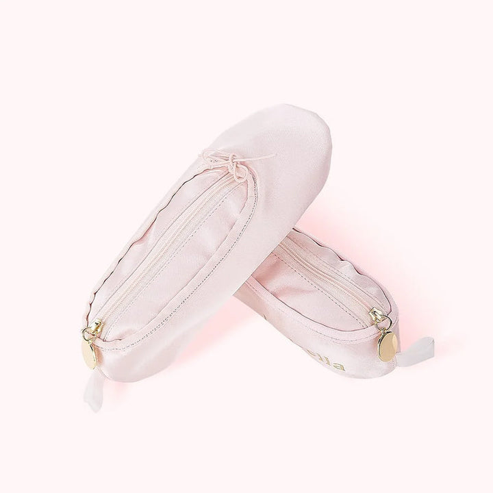 Personalized Pink Ballet Shoe Style Makeup Bag | Bowlift