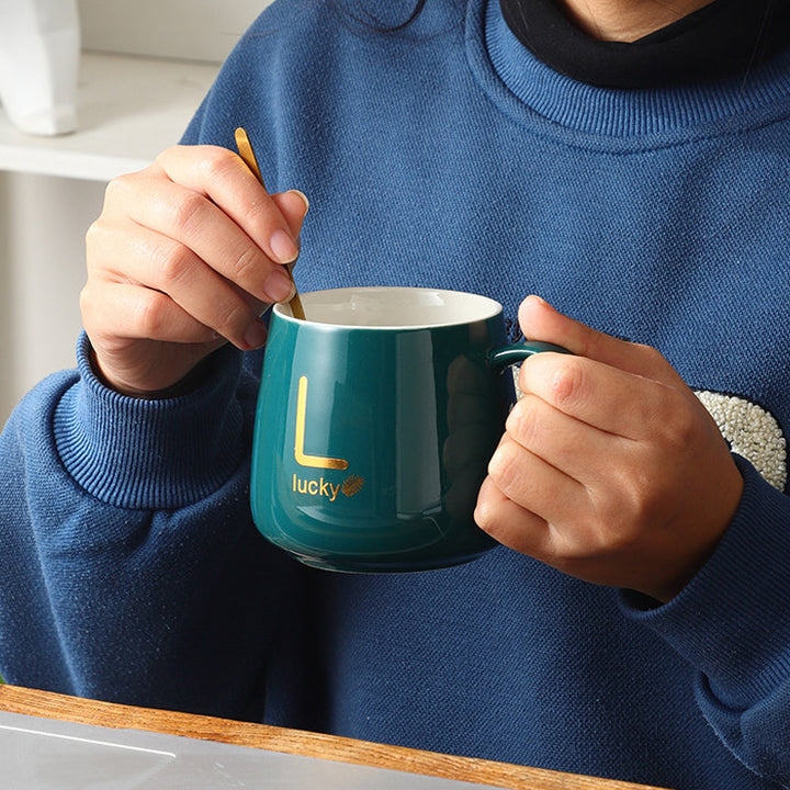 Large-Capacity Ceramic Mug with Lid and Spoon Coffee Cup Gift Set | Bowlift