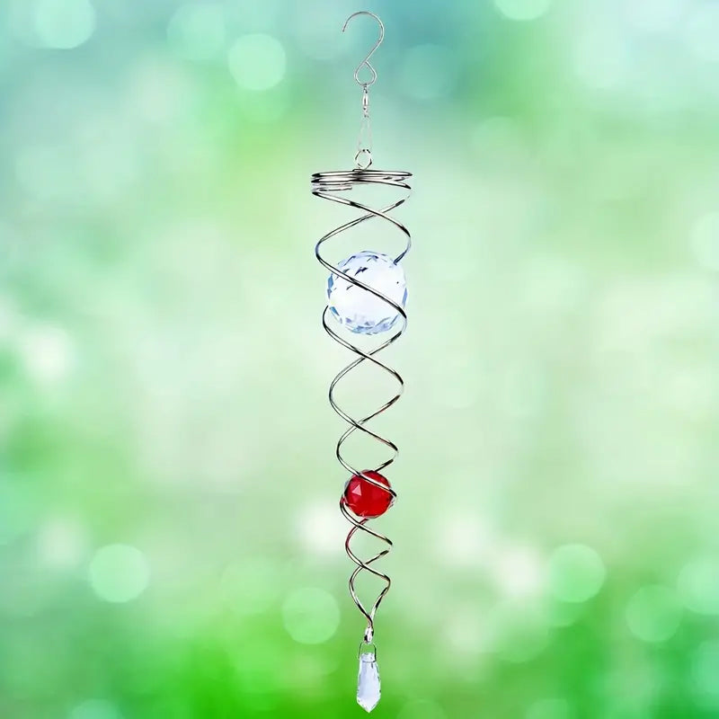Wind Chimes Decor Crystal Gazing Ball Spiral Tail Wind Spinner Stabilizer | Bowlift