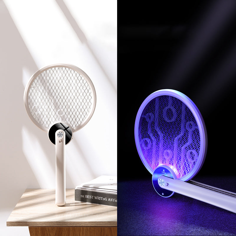 BowLift | Portable Foldable 2-in-1 Electric Mosquito Swatter with Ultraviolet Mosquito Trap Lamp, Rechargeable Design and Dense Net, for Indoor, Outdoor and Office
