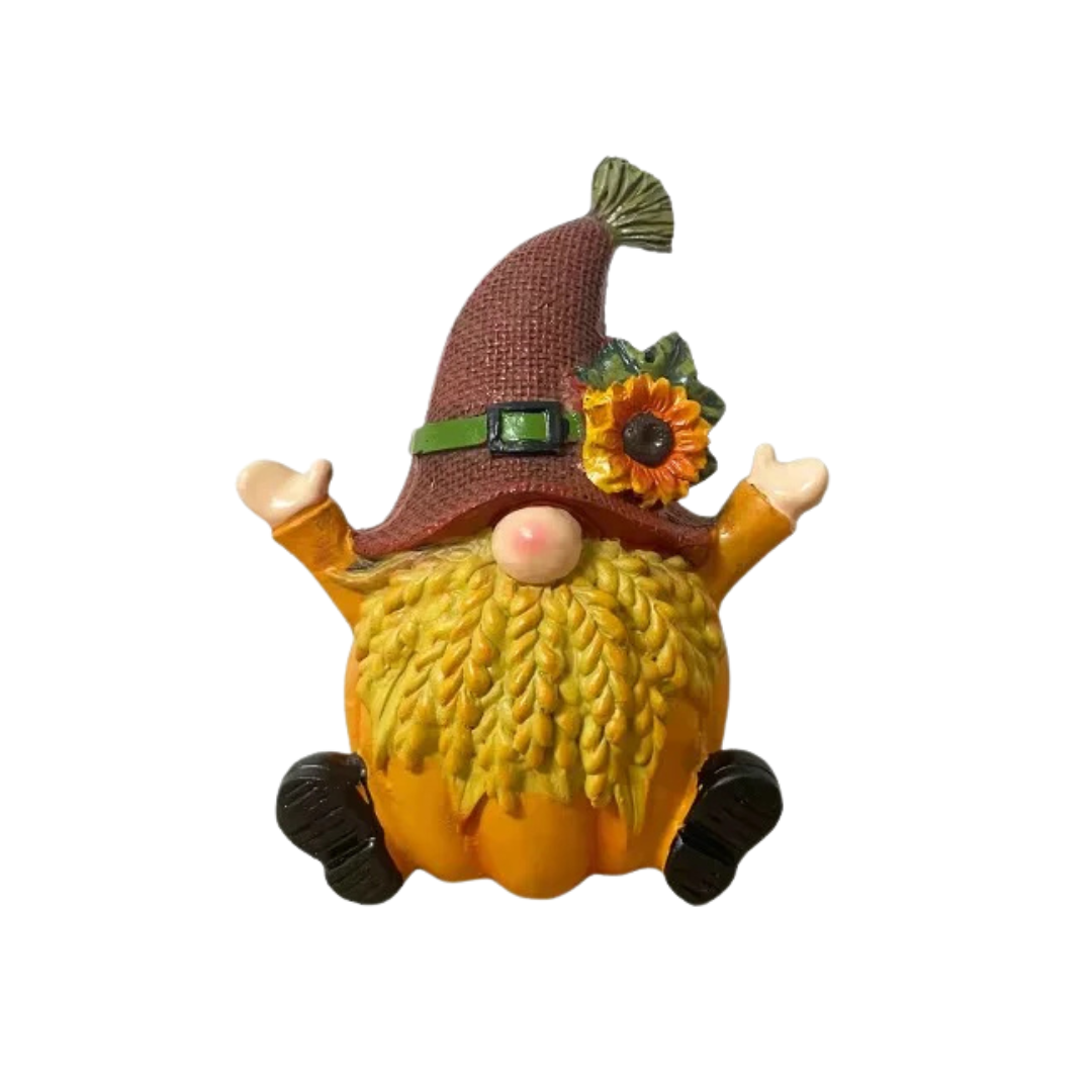 BowLift | Autumn gnome figurine with pumpkin — charming resin decoration for home and garden
