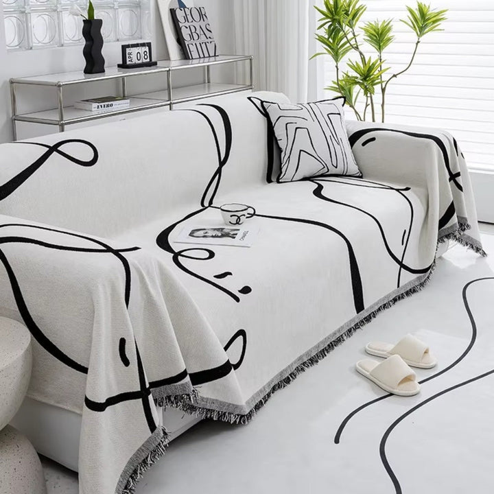 BowLift | Abstract Line Reversible Chenille Sofa Cover