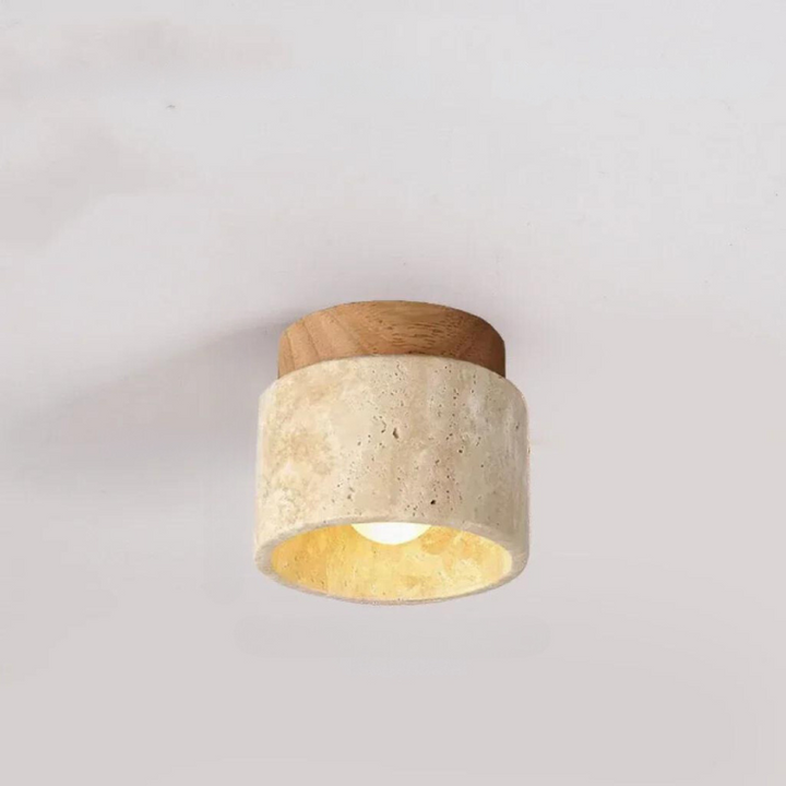 ÉclatPierre - Elegant Travertine Recessed LED Lamp Bowlift