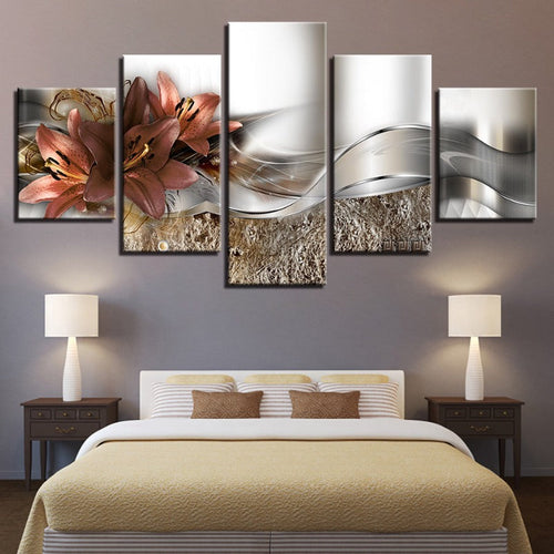 5 Piece Pink Undertone Tulip Flower - Canvas Wall Art Painting | Bowlift
