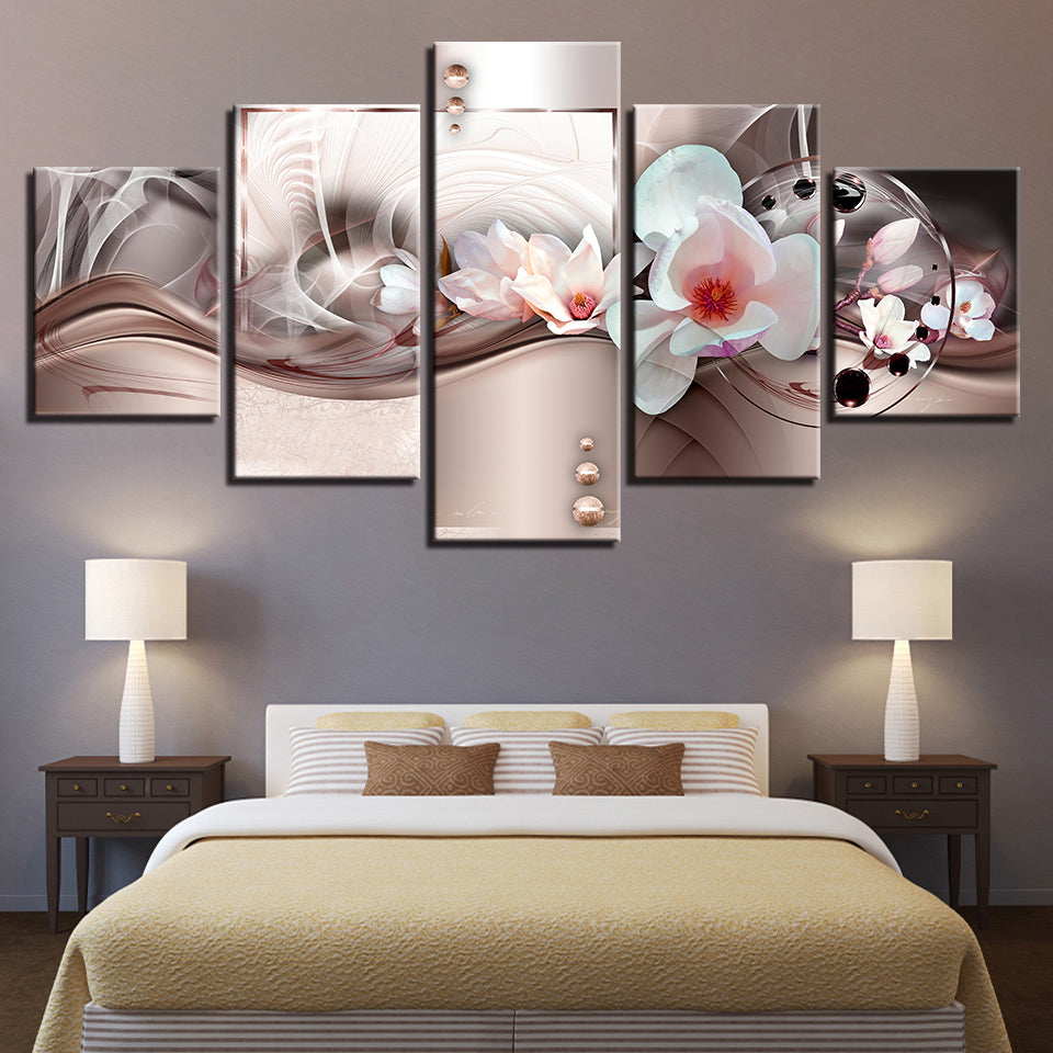 Pink Flower Vortex 5 Piece - Canvas Wall Art Painting | Bowlift