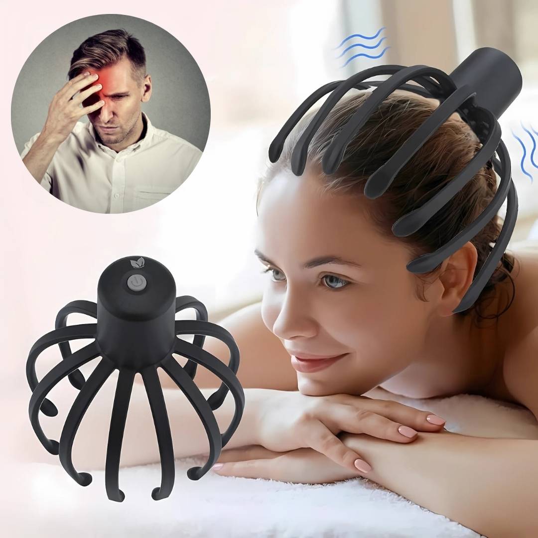 BowLift | Smart Electric Octopus Head Massager Machine for Scalp Massage, Stress Relief, Improved Sleep & Multi-Directional Vibration