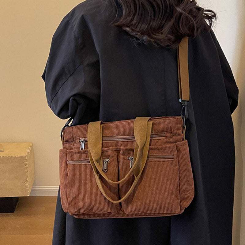 Single-colored Corduroy Tote Bag | Bowlift