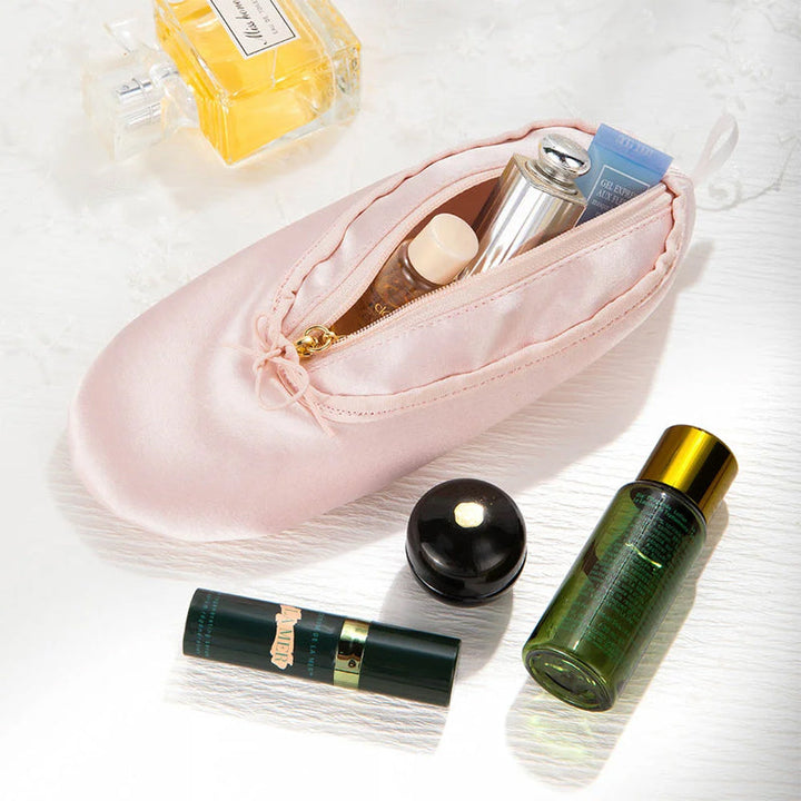 Personalized Pink Ballet Shoe Style Makeup Bag | Bowlift