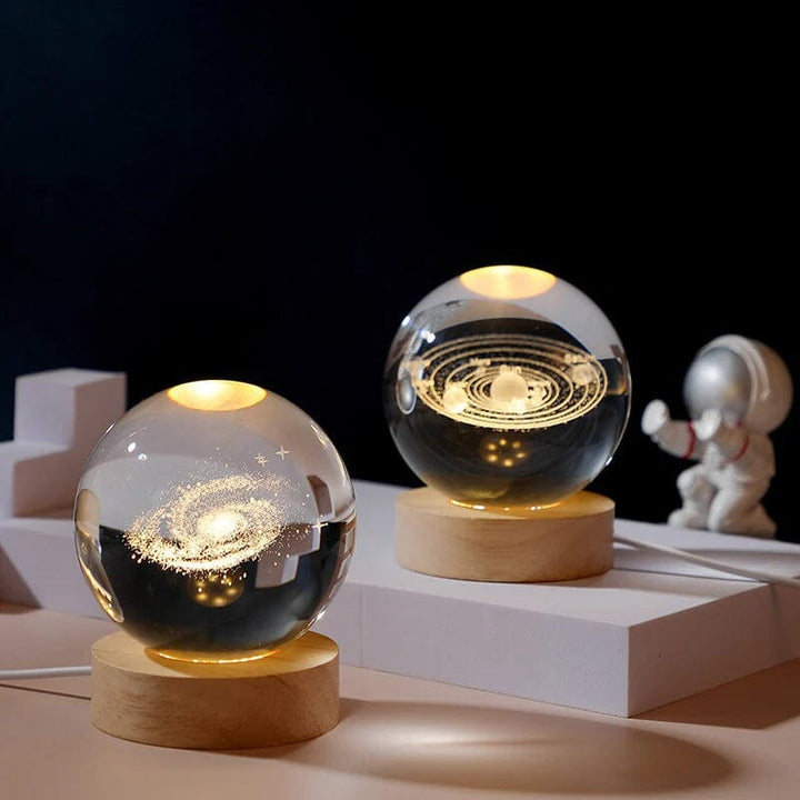 BowLift | 3D Crystal Ball Night Light With Wood Base
