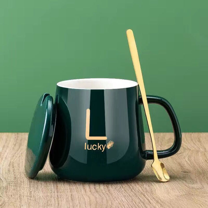 Large-Capacity Ceramic Mug with Lid and Spoon Coffee Cup Gift Set | Bowlift
