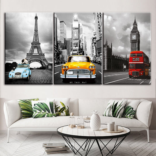 Primary Color Cars 3 Piece - Canvas Wall Art Painting | Bowlift