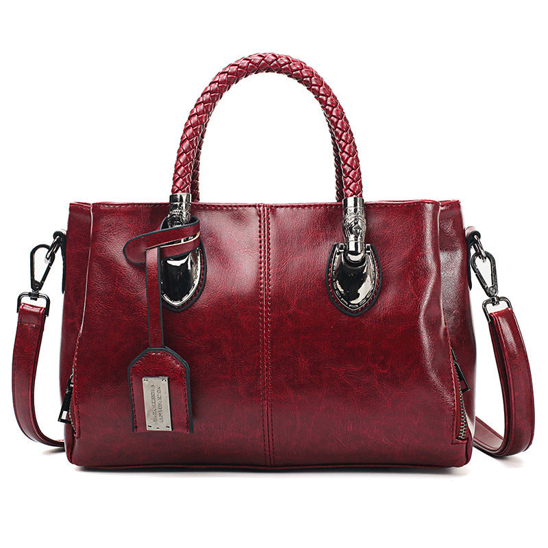 New handbags made of oil wax leather Boston, large tote bag made of soft leather | Bowlift