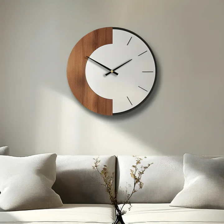 BowLift | Oud – Large Wooden Wall Clock | Silent Modern Home Décor