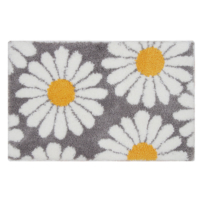 BowLift | Feblilac Sweet Daisy Bath Mat, Purple Flower Carpet Bathroom
