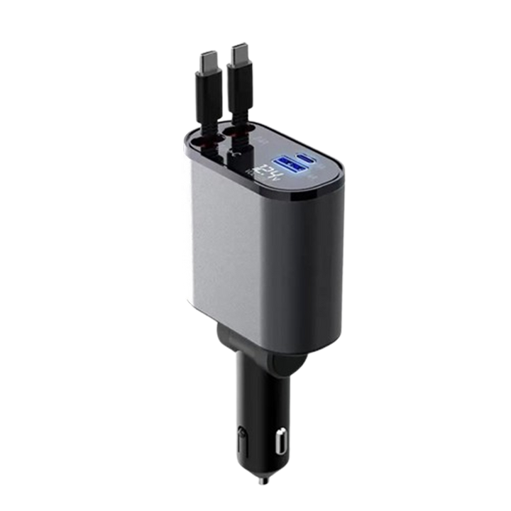 4-in-1 Car Charger with Retractable Cable | Bowlift