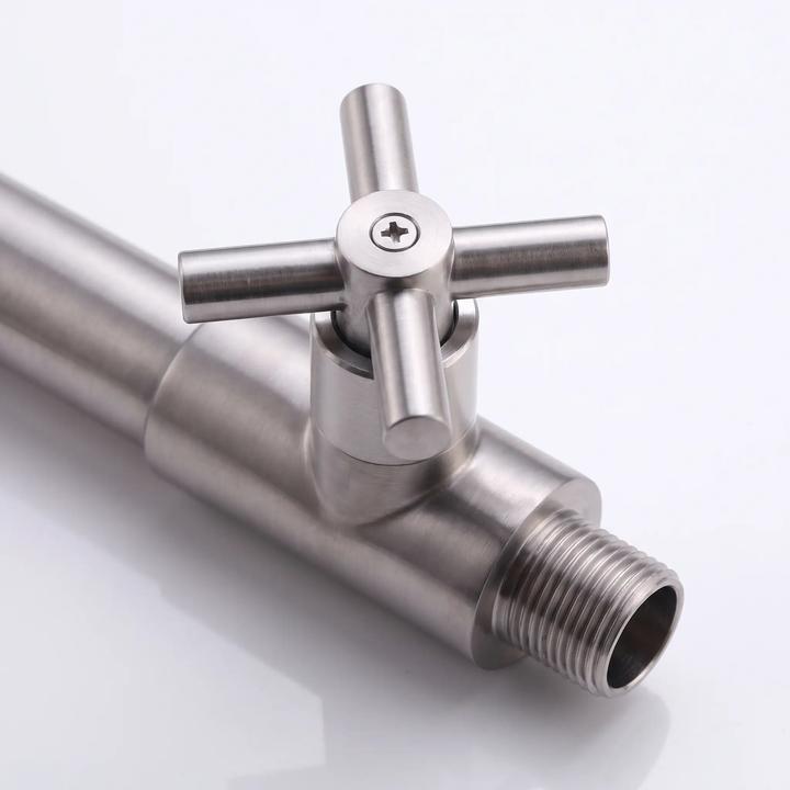 BowLift | Contemporary Wall-Mounted Bathroom Faucet Cross Handles Stainless Steel Faucet